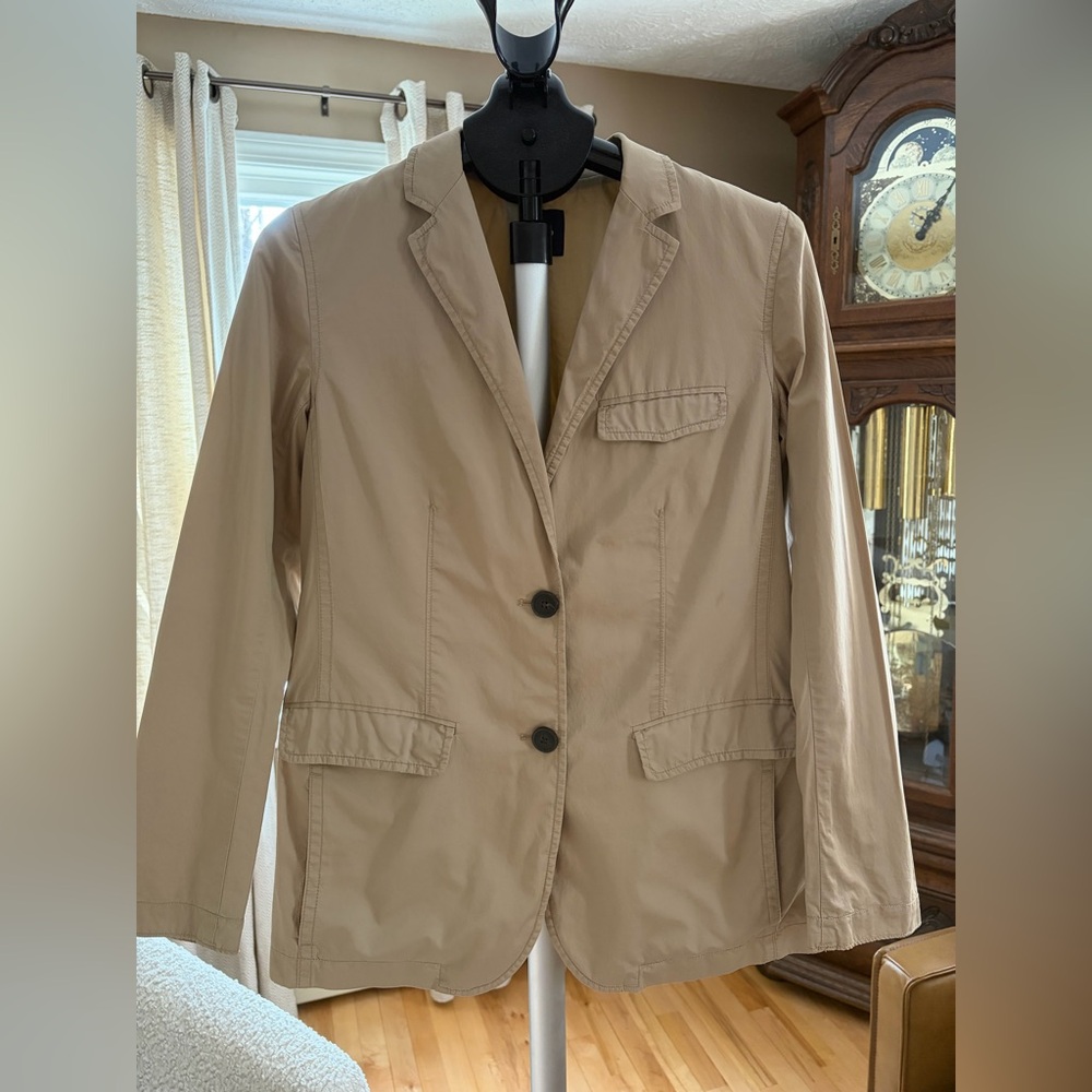 Women’s Gap khaki chino 2 button lightweight blazer  layer office pockets